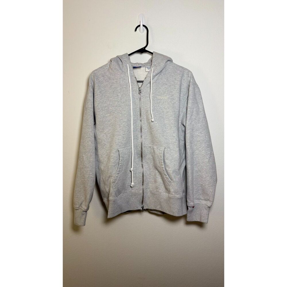 Levi’s Women’s Small Gray Full Zip Hoodie Embroidered Logo Relaxed Fit